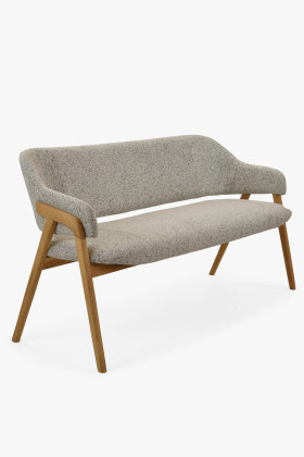 Esszimmerbank grau Stoff mit Eichenbeinen natur 2024